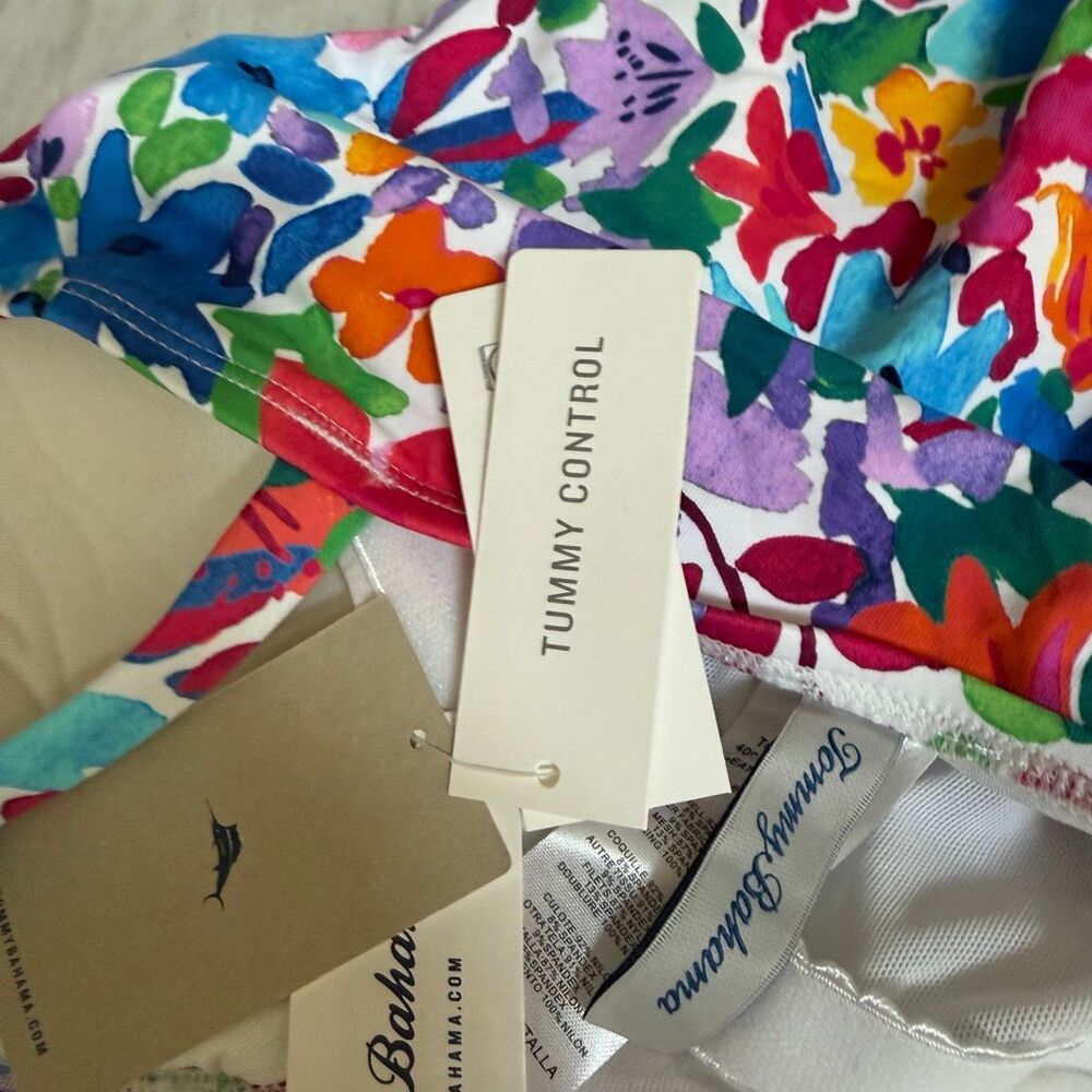 Tommy Bahama Watercolor Floral Wrap One Piece Swimsuit size 4 NWT - Picture 6 of 7